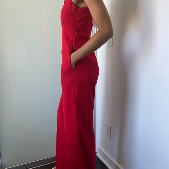 POINTSETTIA RUFFLE FRONT JUMPSUIT, Line & Dot - Picture 7 of 7